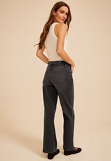 edgely™ High Rise Adjustable Waist Black Wide Leg Jean, BLACK, small