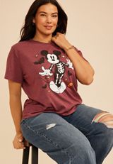 Plus Size Mickey Mouse Skeleton Vintage Fit Graphic Tee, C5221, small