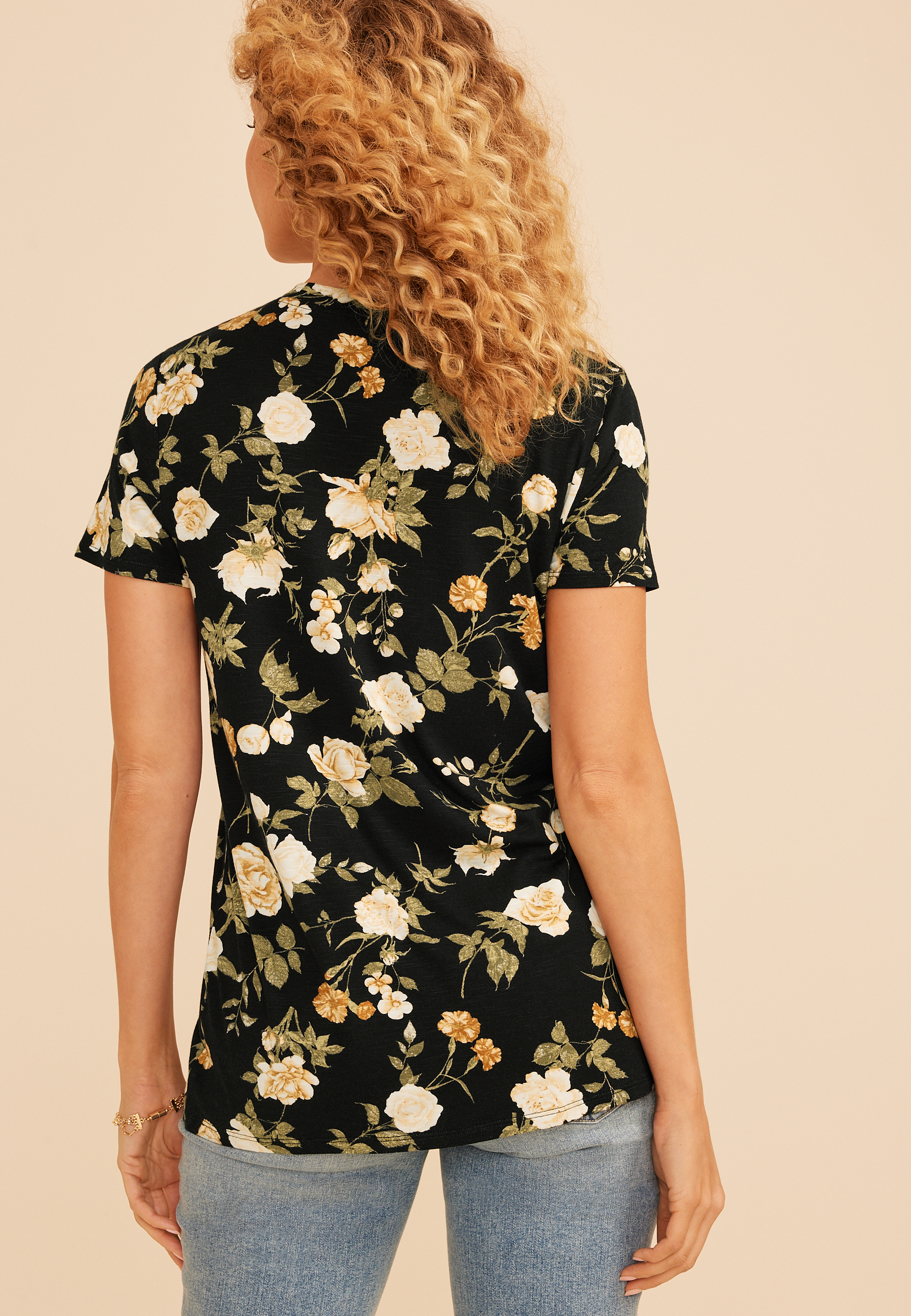 24/7 Kennedy Floral Crew Neck Tee, C1756, large