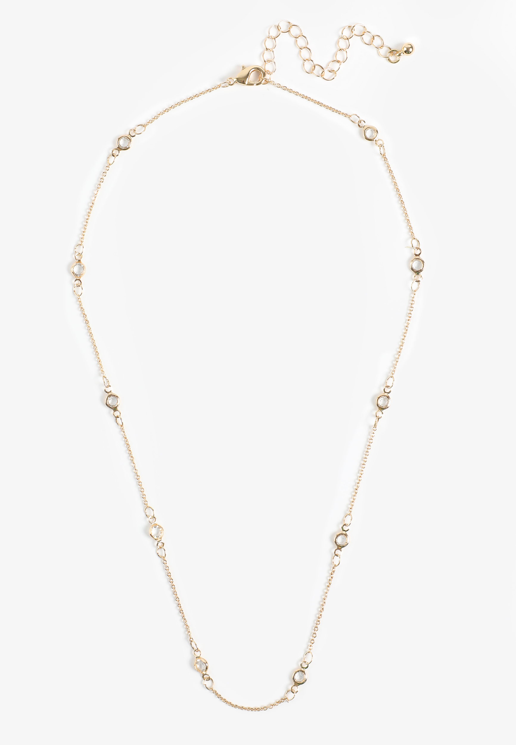 Everyday Layers Gold Clear Stone Necklace, C605, large