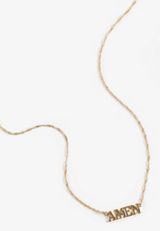 Gold Amen Pendant Necklace, C605, small