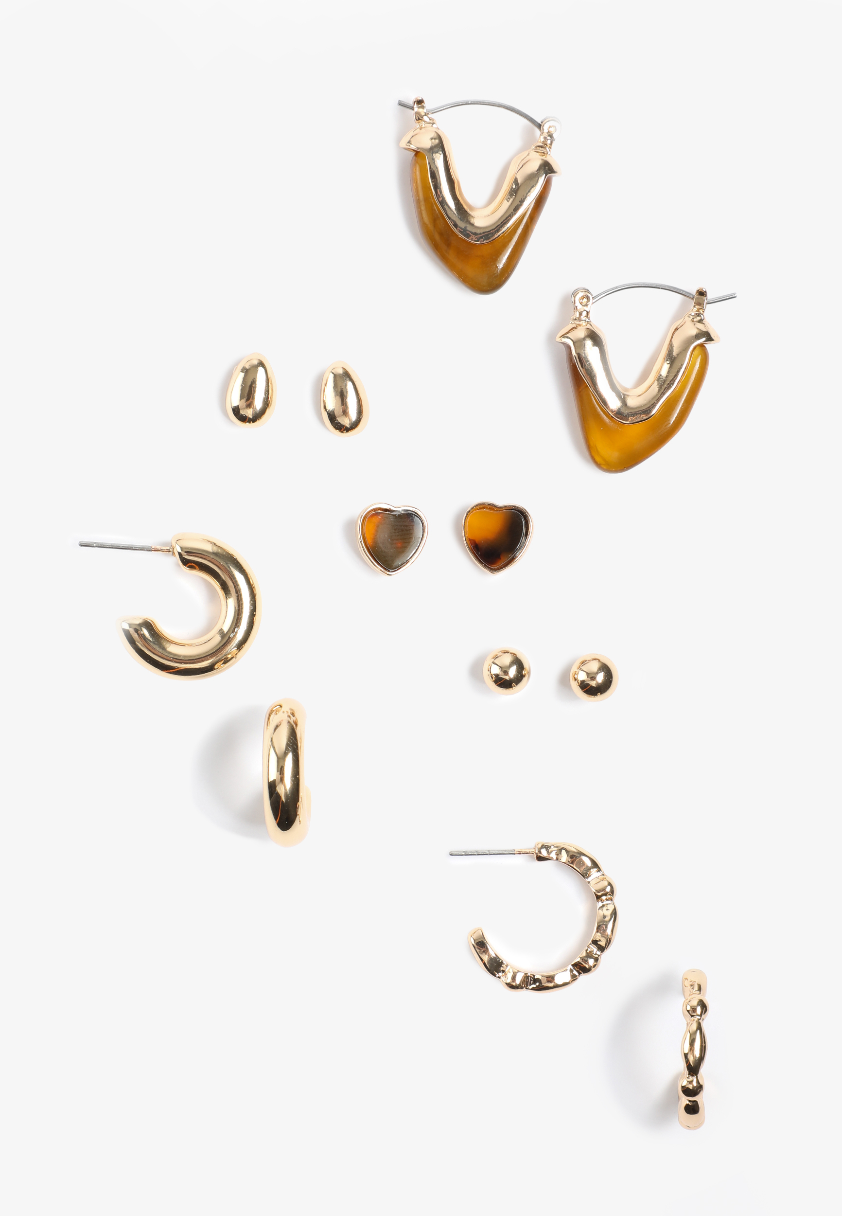 Gold And Tortoiseshell Earring Set, C605, large
