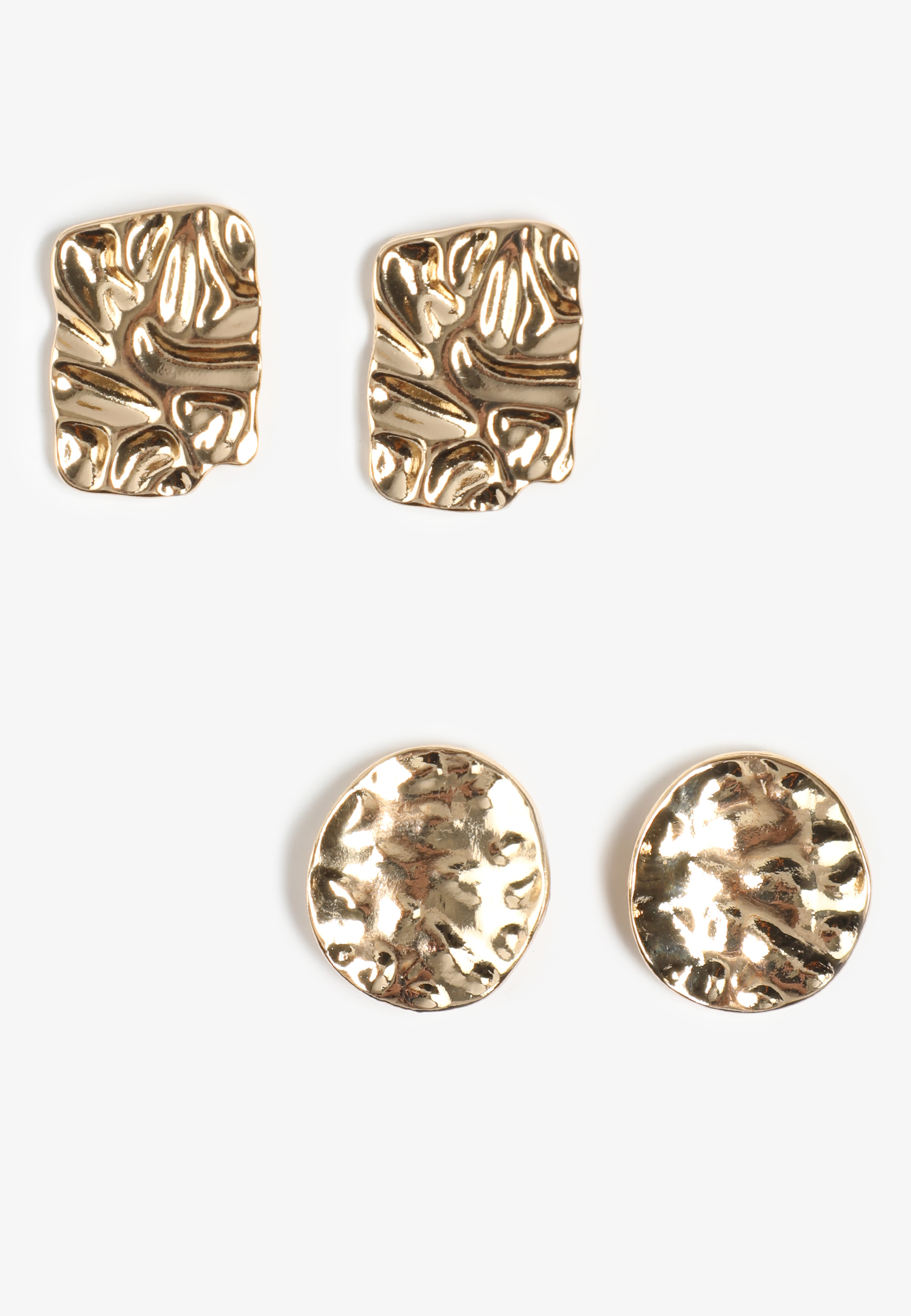 Gold Hammered Stud Earring Set, C605, large