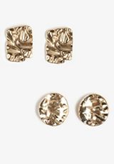 Gold Hammered Stud Earring Set, C605, small