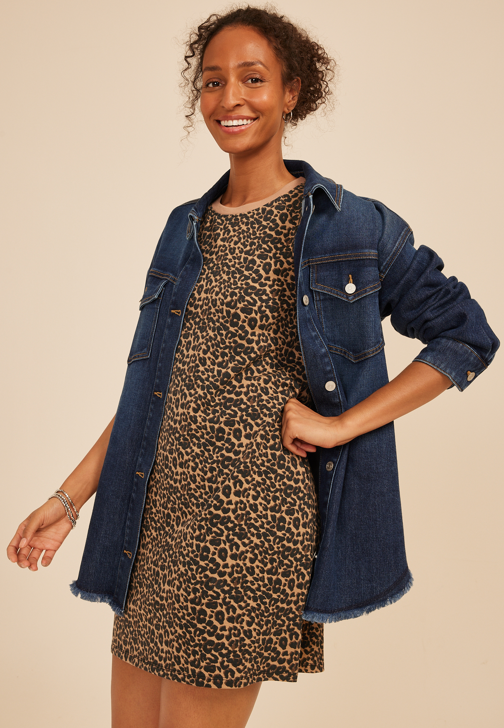 24/7 Animal French Terry Mini Dress