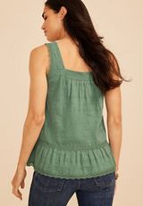 Textured Lace Trim Swing Tank Top, C531, small