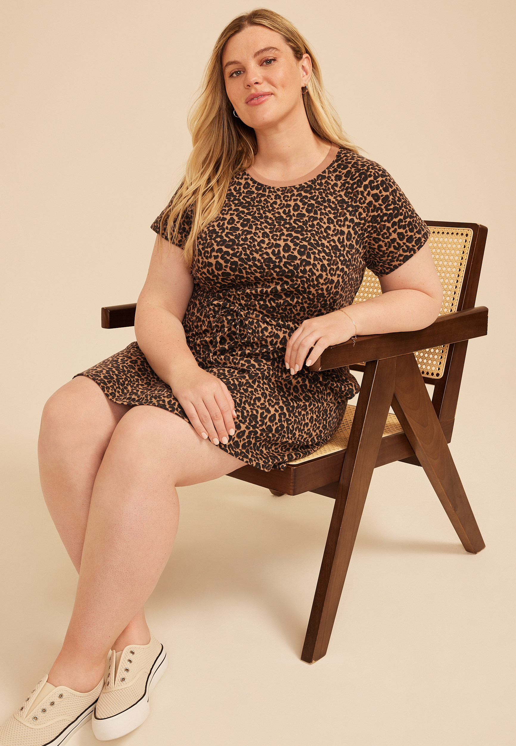 Plus Size 24/7 Animal French Terry Mini Dress, C5899, large