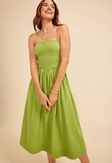 Band Of The Free Textured Smocked Strapless Midi Dress, C708, small