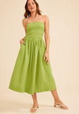 Band Of The Free Textured Smocked Strapless Midi Dress, C708, small