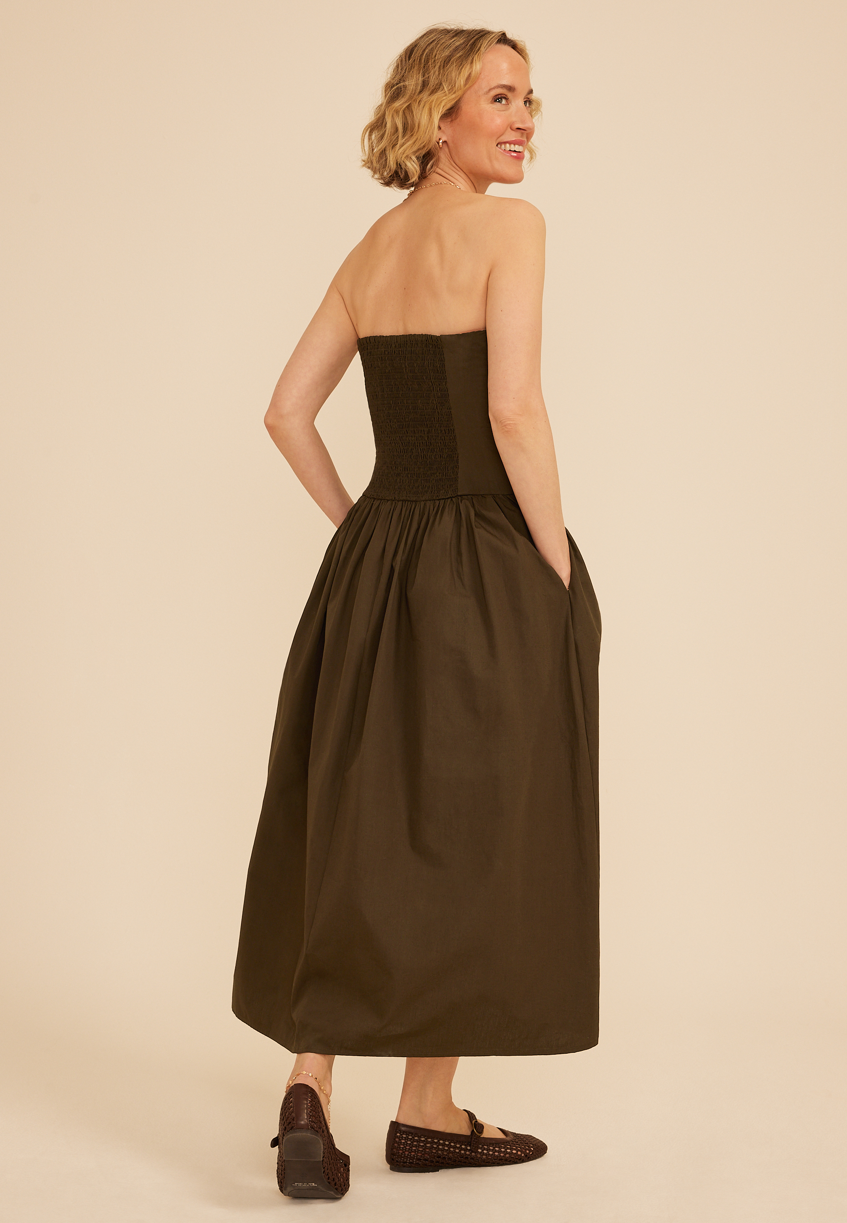 Maurices Women's Band Of The Free Strapless Maxi Dress Brown Size Medium