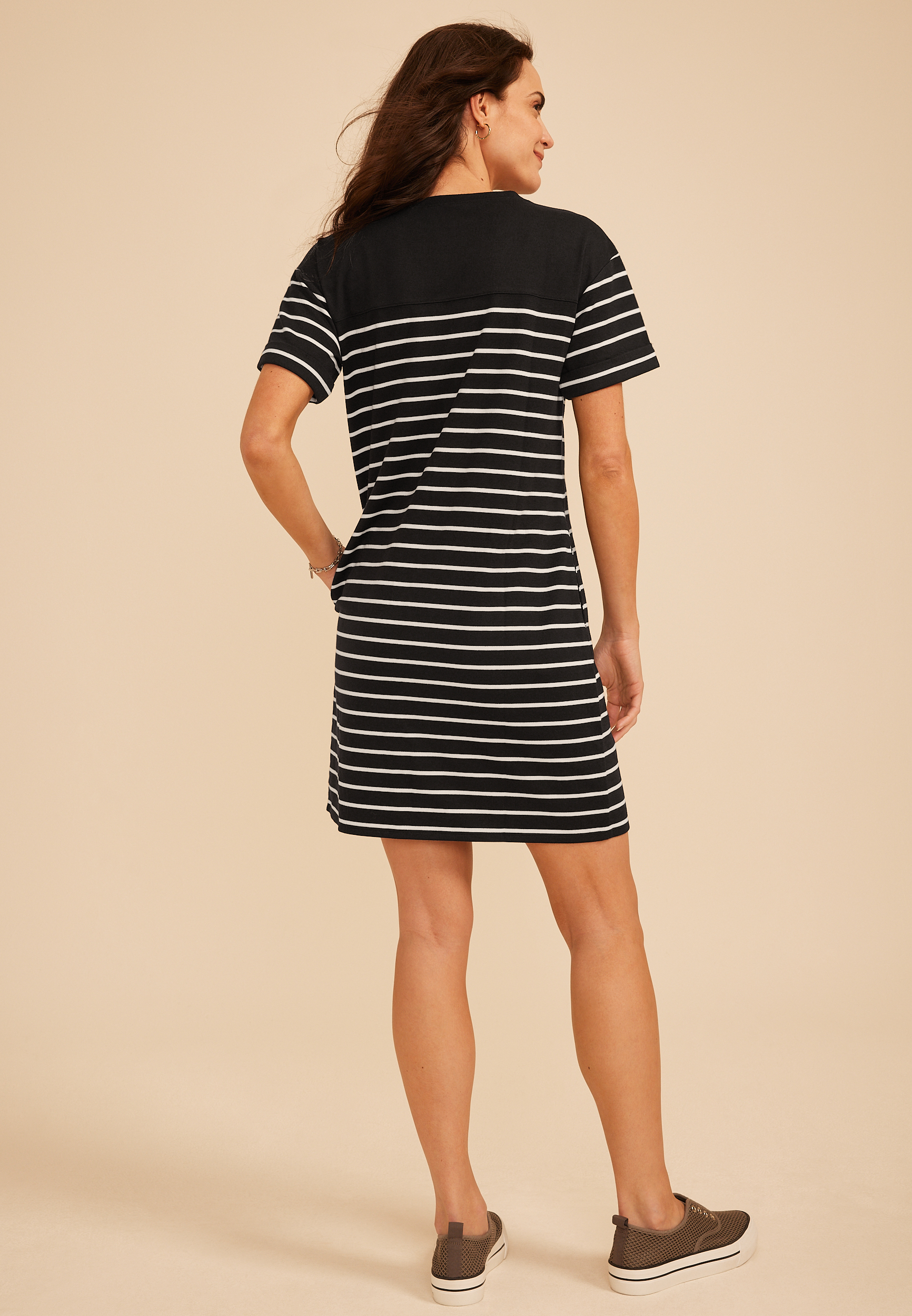 24/7 Striped French Terry Mini Dress, C1756, large