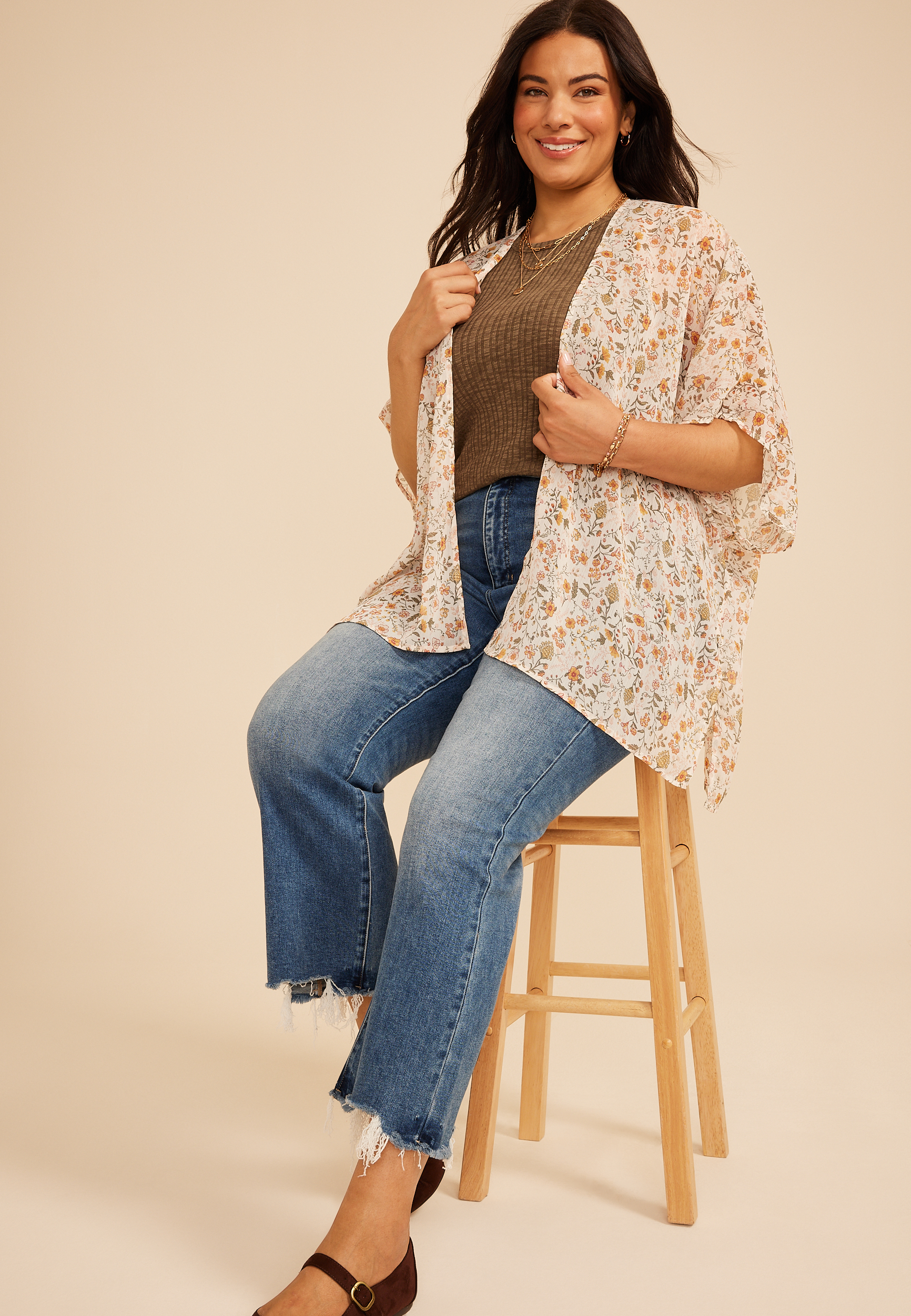 Floral Sheer Kimono, C5487, large