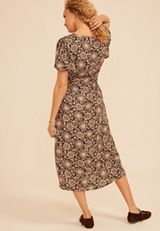 Faux Lace Floral Flutter Sleeve Midi Dress, C1756, small