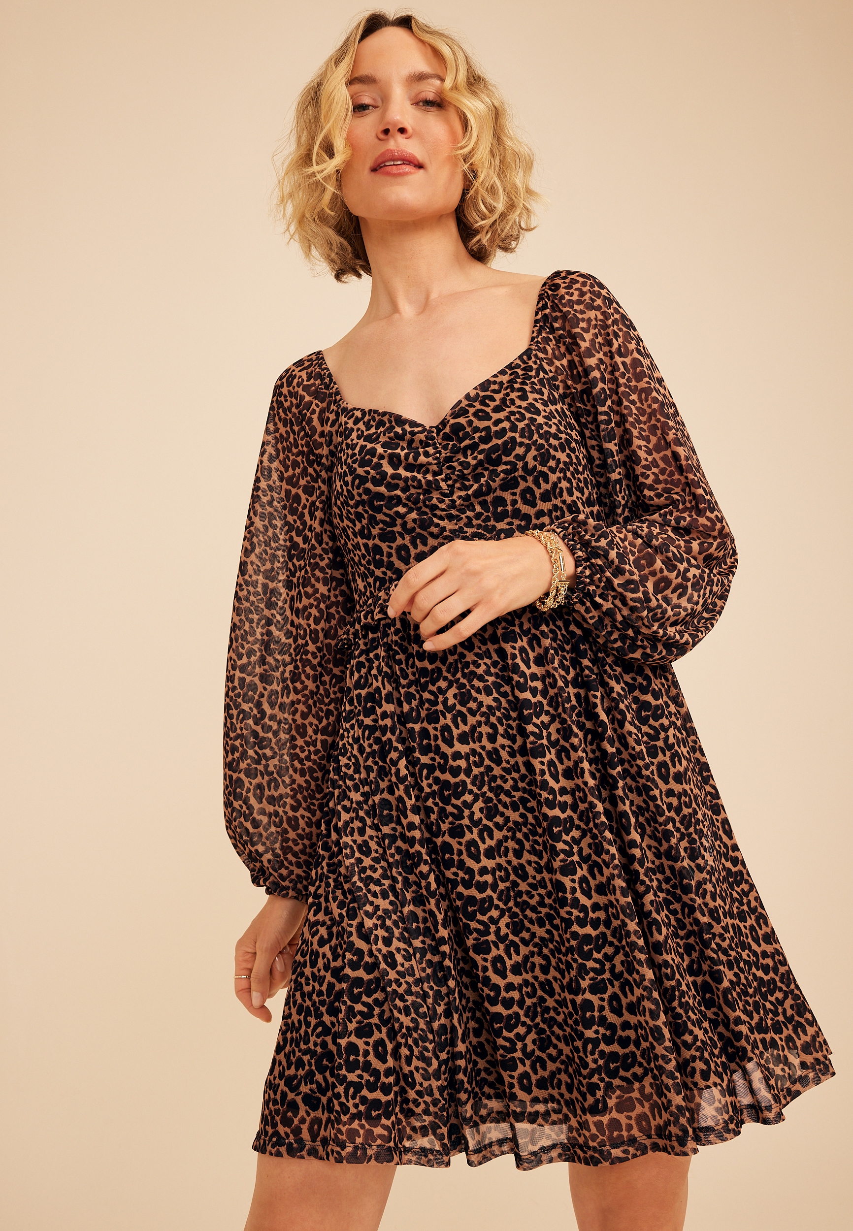 Leopard Sweetheart Babydoll Dress