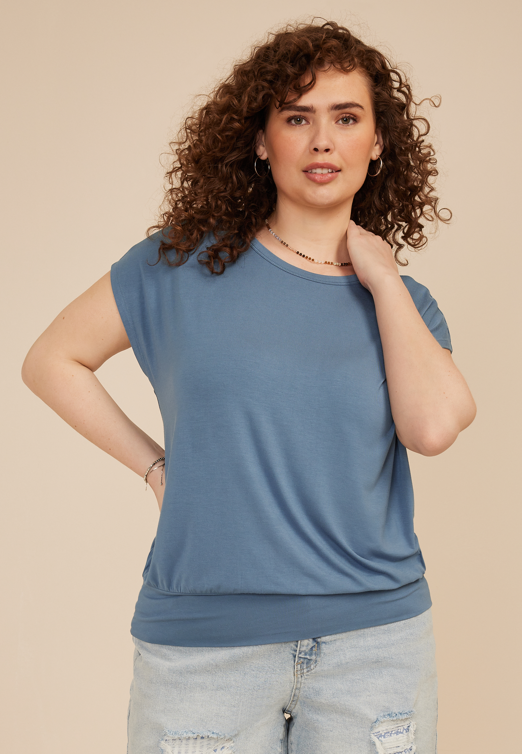 Plus Size 24/7 Short Sleeve Banded Tee, C8996, large