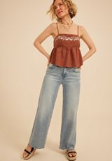 Band Of The Free Peplum Cami Tank Top, C506, small