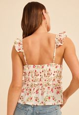 Band Of The Free Floral Ruffle Trim Tank Top, C1757, small