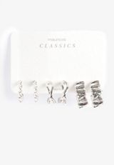 Silver Multi Hoop Earring Set, C431, small