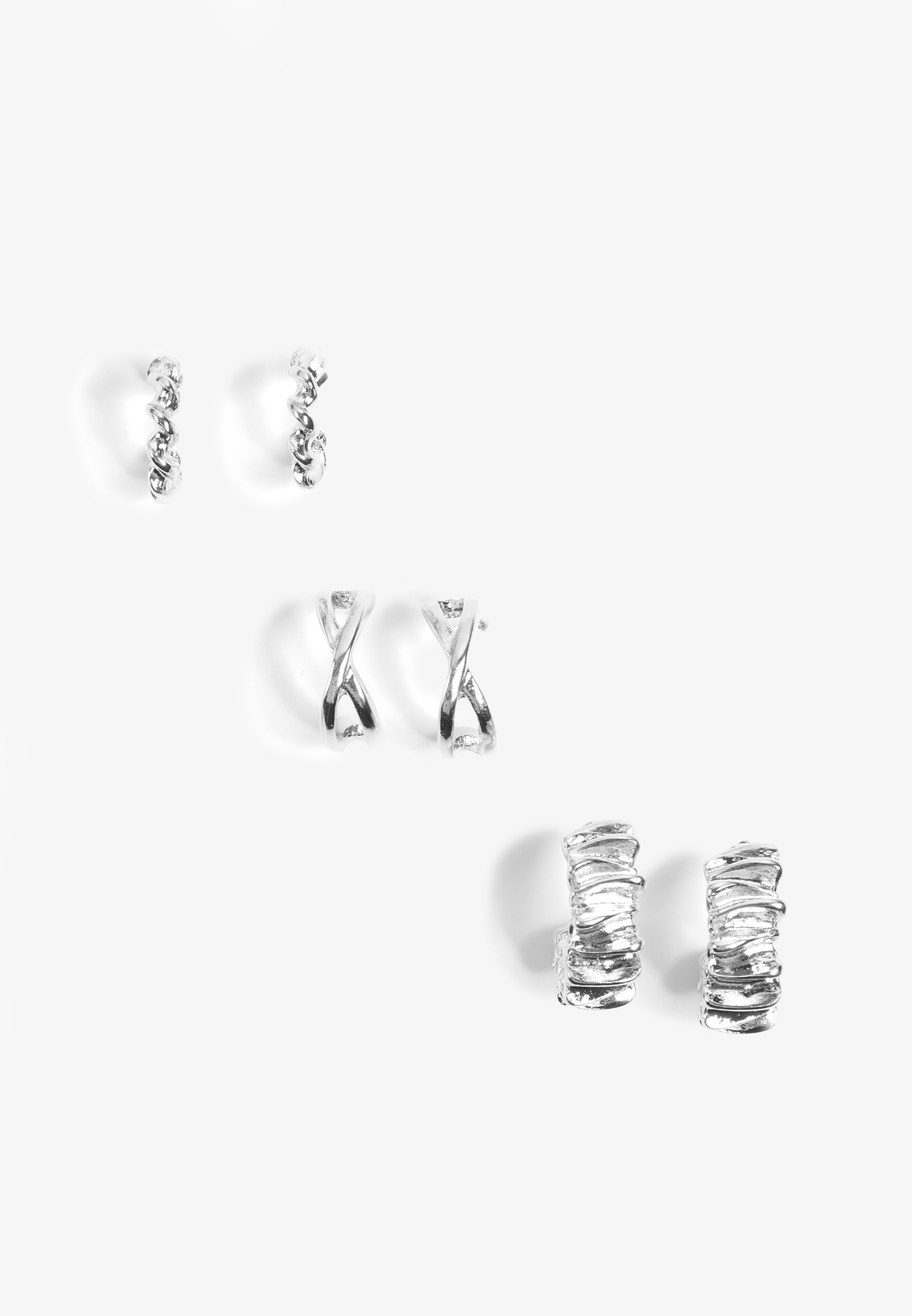 Silver Multi Hoop Earring Set, C431, large