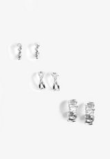 Silver Multi Hoop Earring Set, C431, small