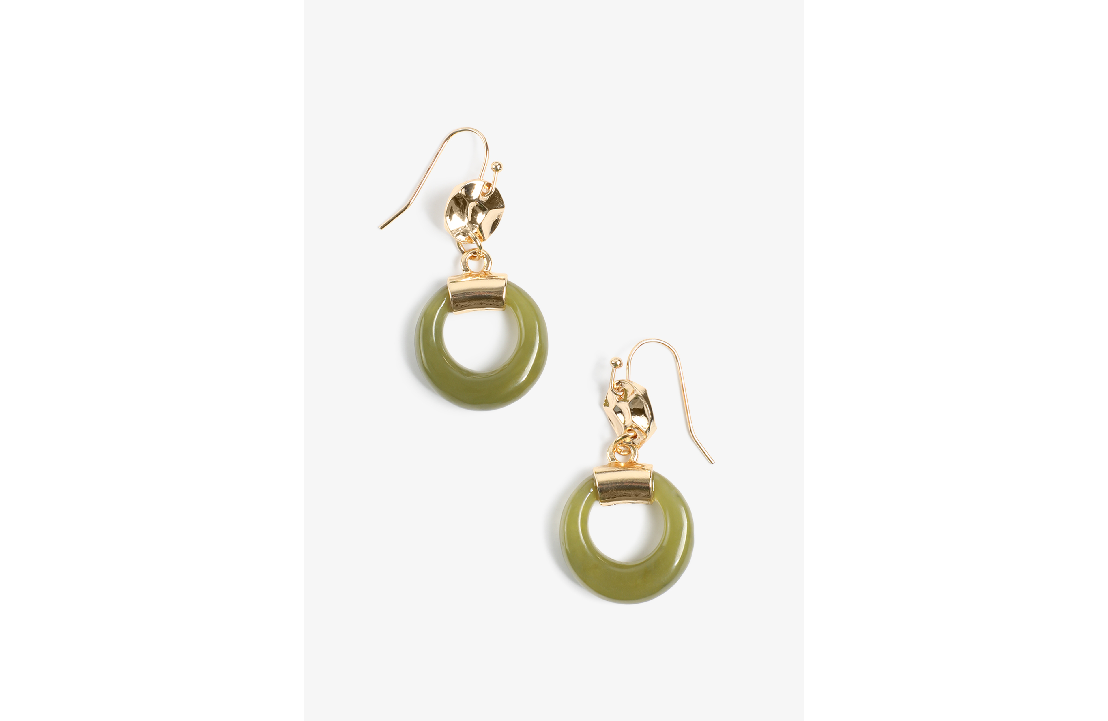 Green Resin Circle Drop Earrings