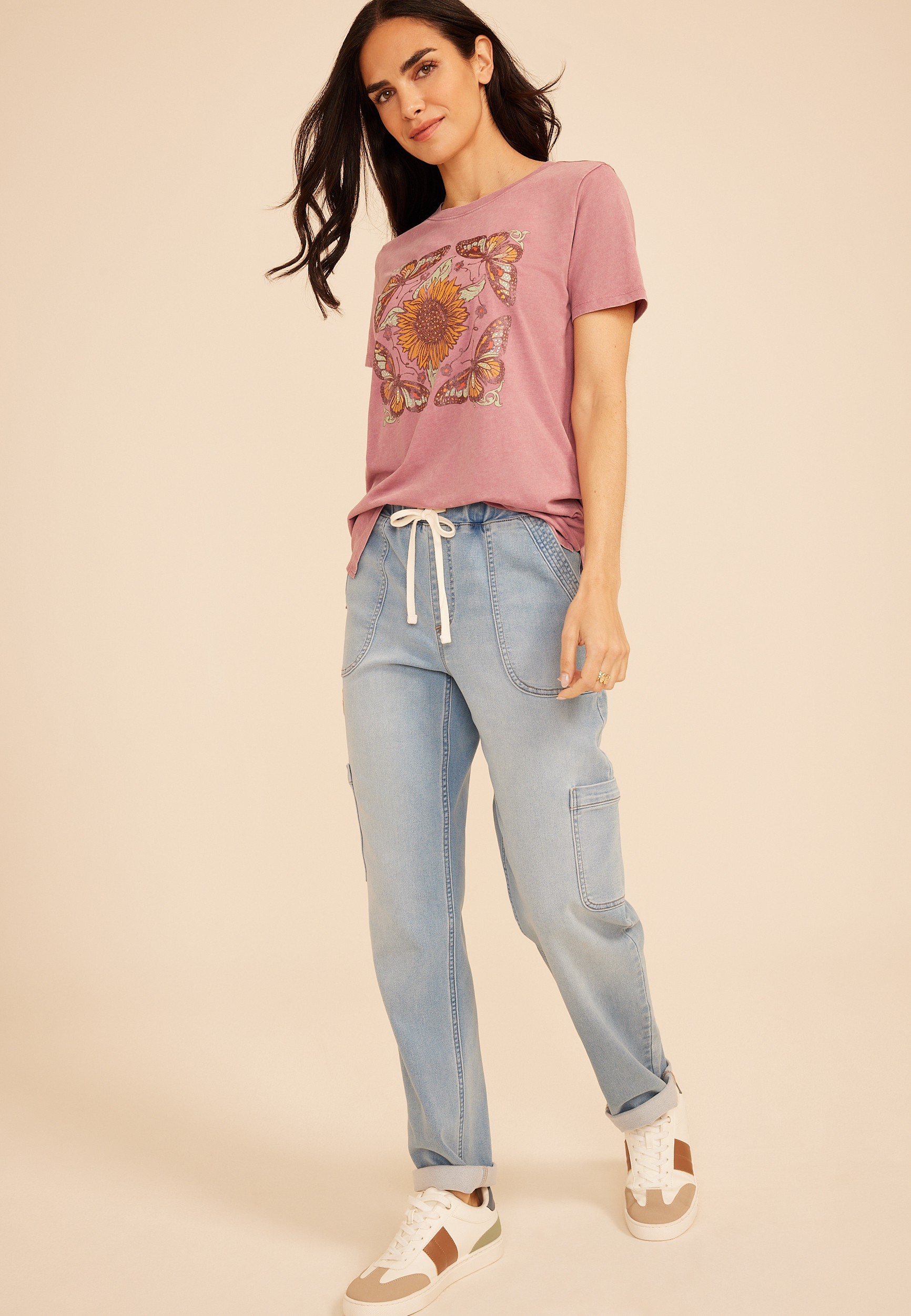 Sunflower Butterfly Classic Fit Graphic Tee, C169, large