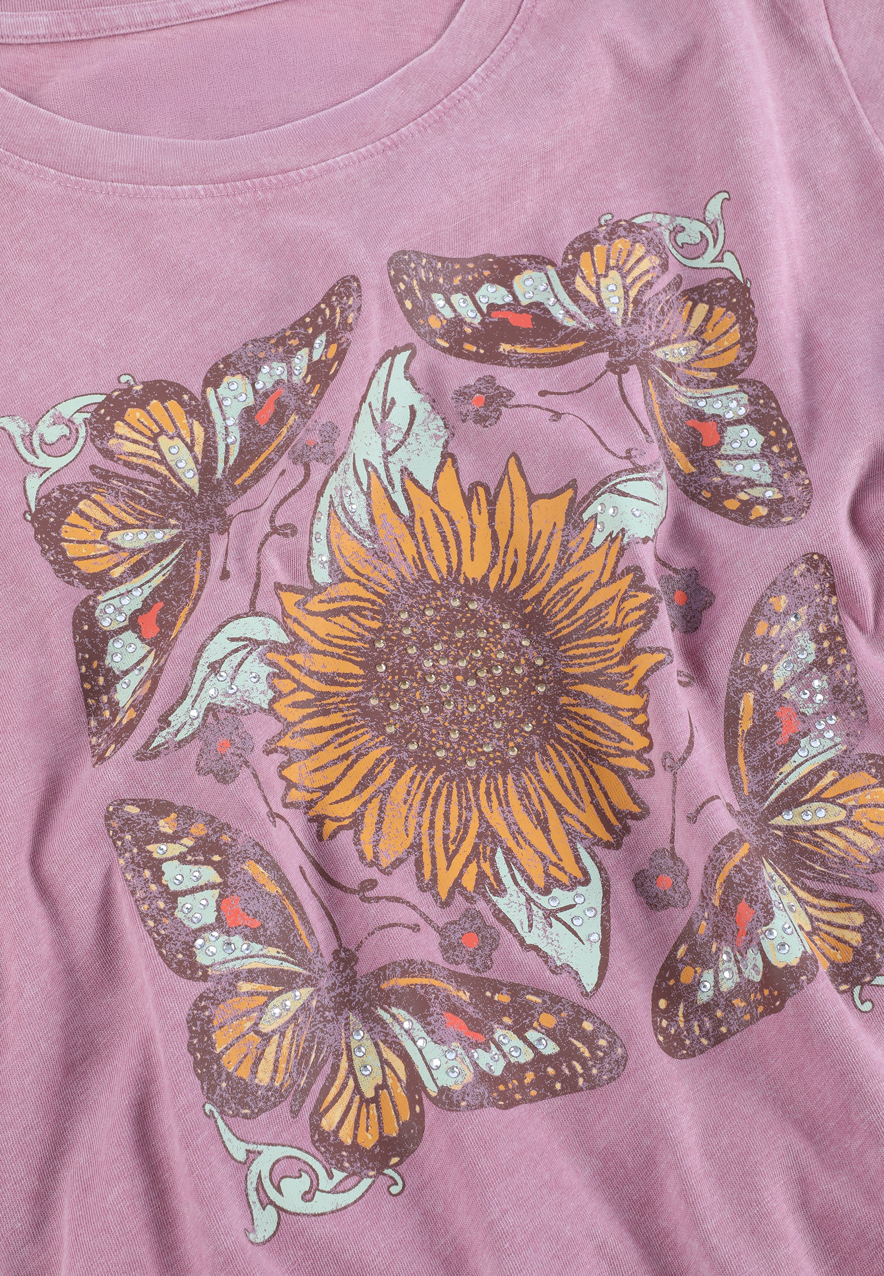 Sunflower Butterfly Classic Fit Graphic Tee, C169, large