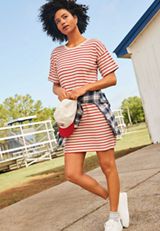 24/7 Striped French Terry Mini Dress, C2947, small