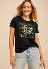 Sun Celestial Studded Classic Fit Graphic Tee, C106, small