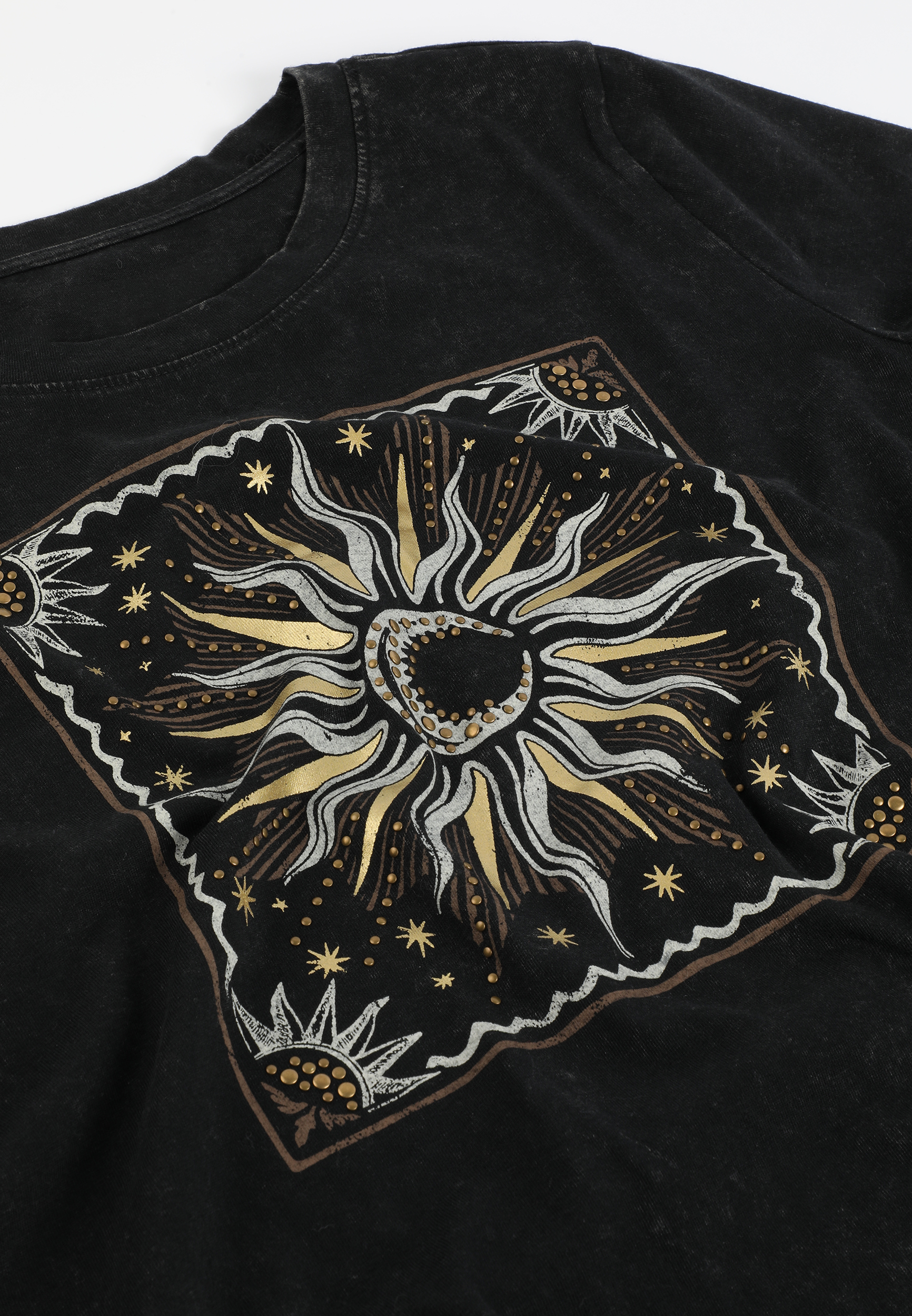 Sun Celestial Studded Classic Fit Graphic Tee, C106, large