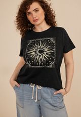 Plus Size Sun Celestial Studded Classic Fit Graphic Tee, C106, small