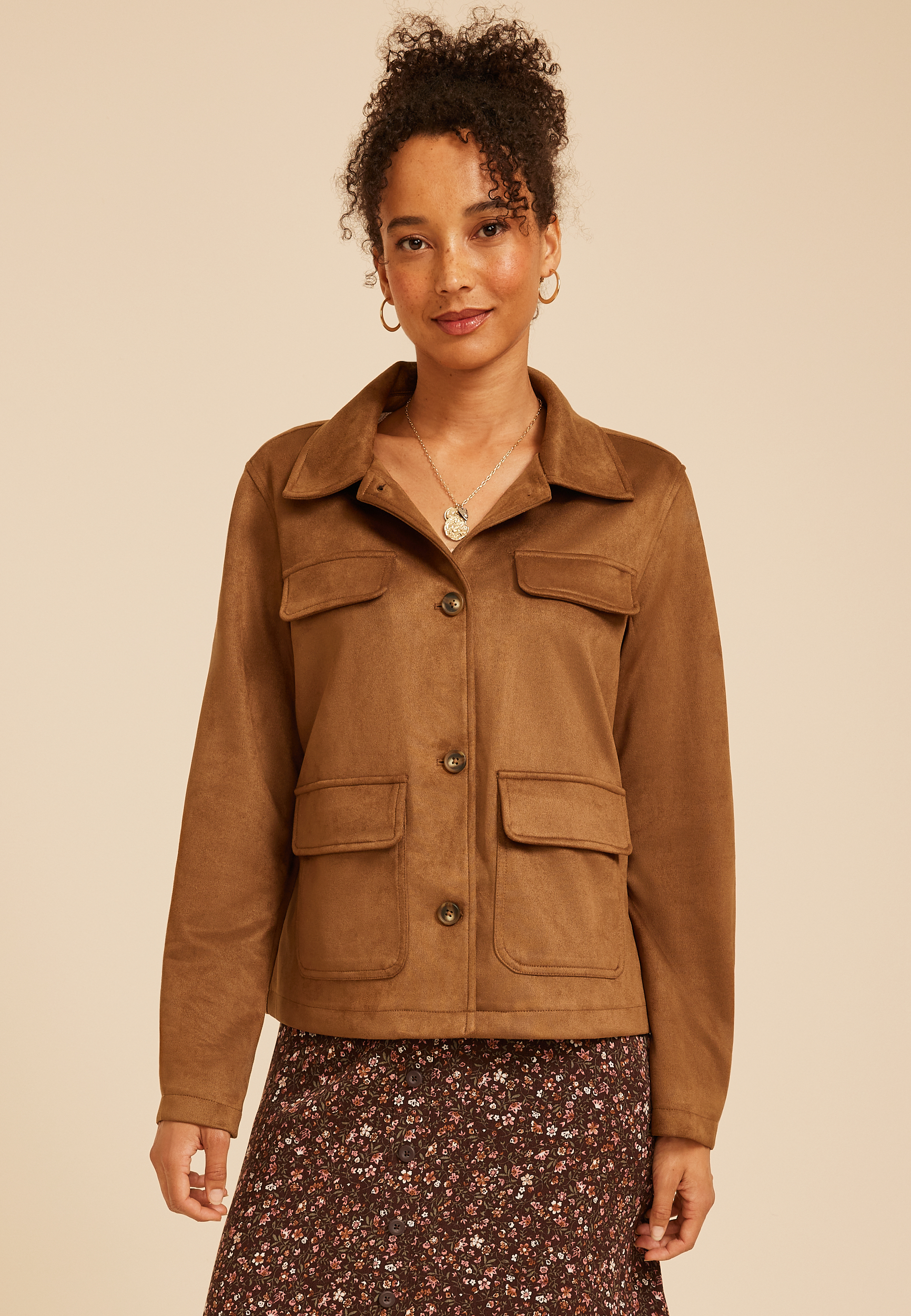 Faux Suede Pocket Blazer