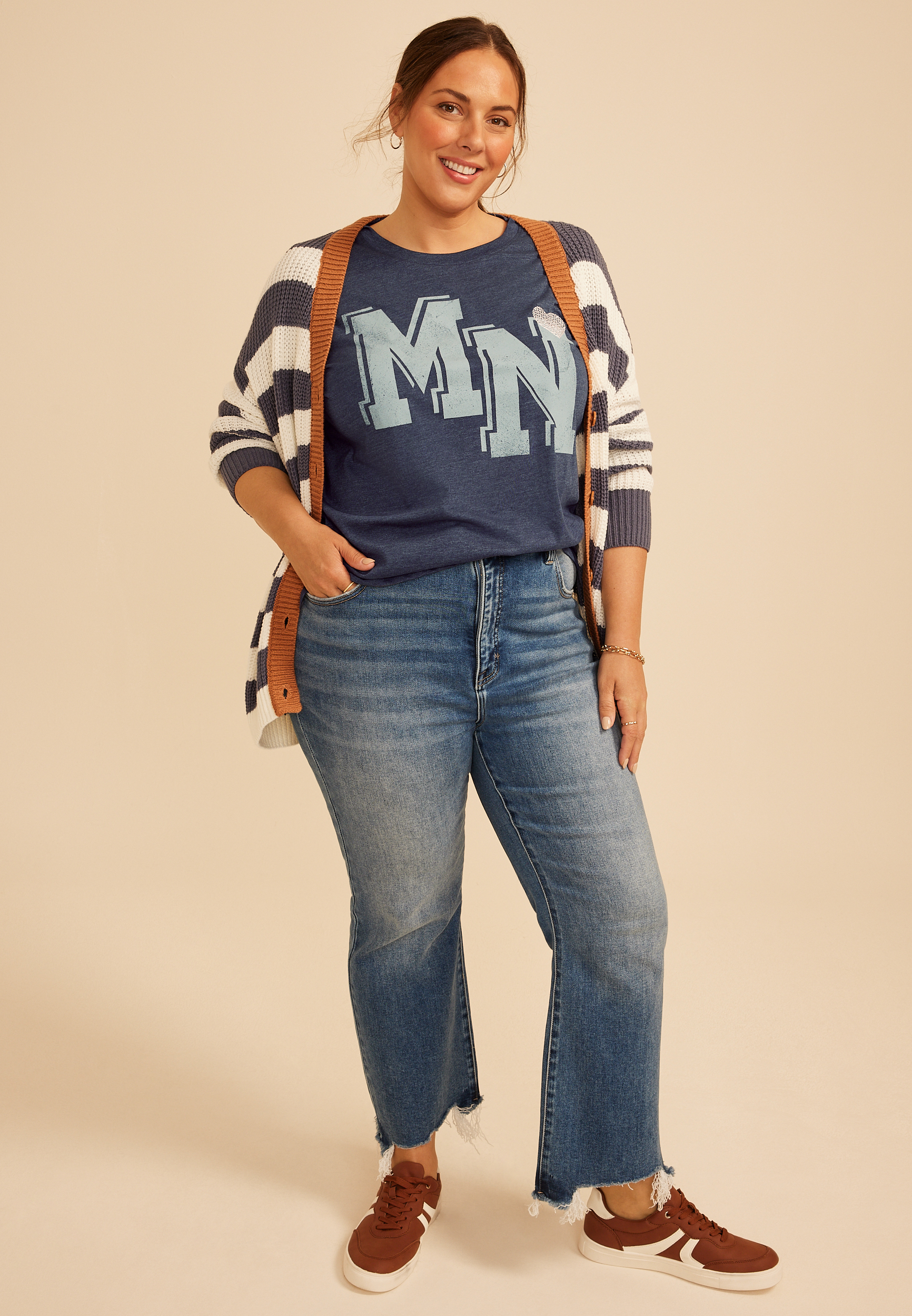 Maurices Plus Size Women's State Varsity Embroidered Heart Classic Graphic Tee