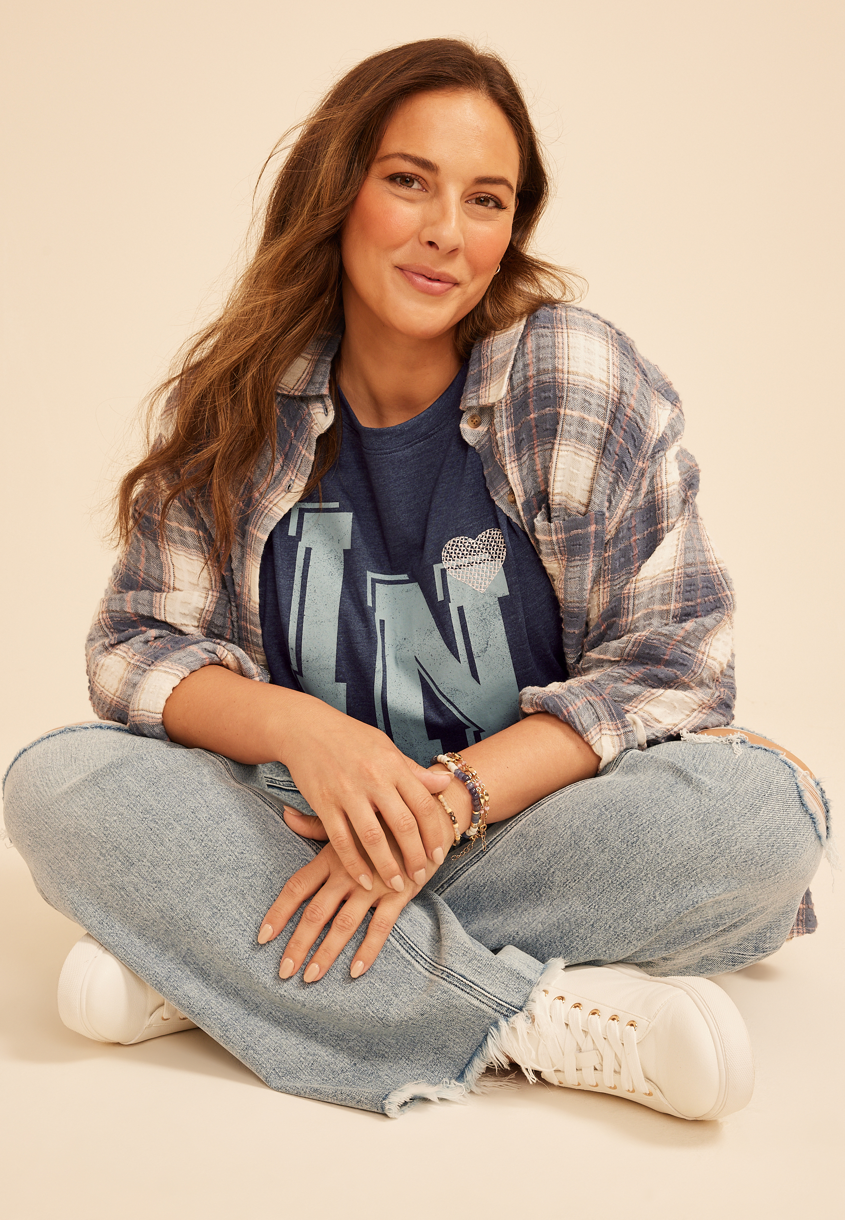 Plus Size State Varsity Embroidered Heart Classic Graphic Tee