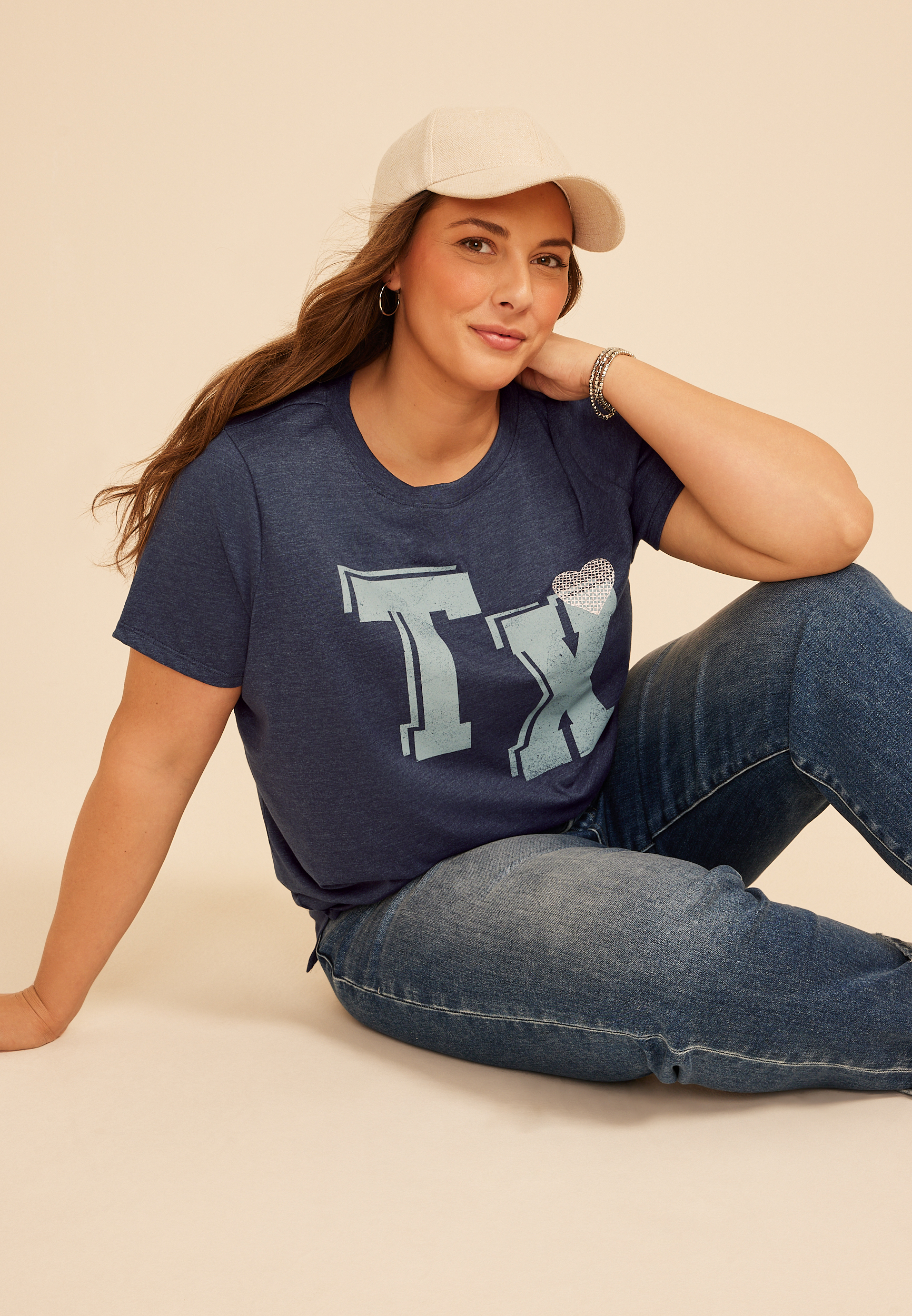 Maurices Plus Size Women's State Varsity Embroidered Heart Classic Graphic Tee
