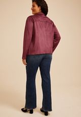 Plus Size Faux Suede Biker Jacket, C7923, small