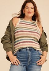 Plus Size 24/7 Variegated Stripe Highline Tank Top, C1524, small