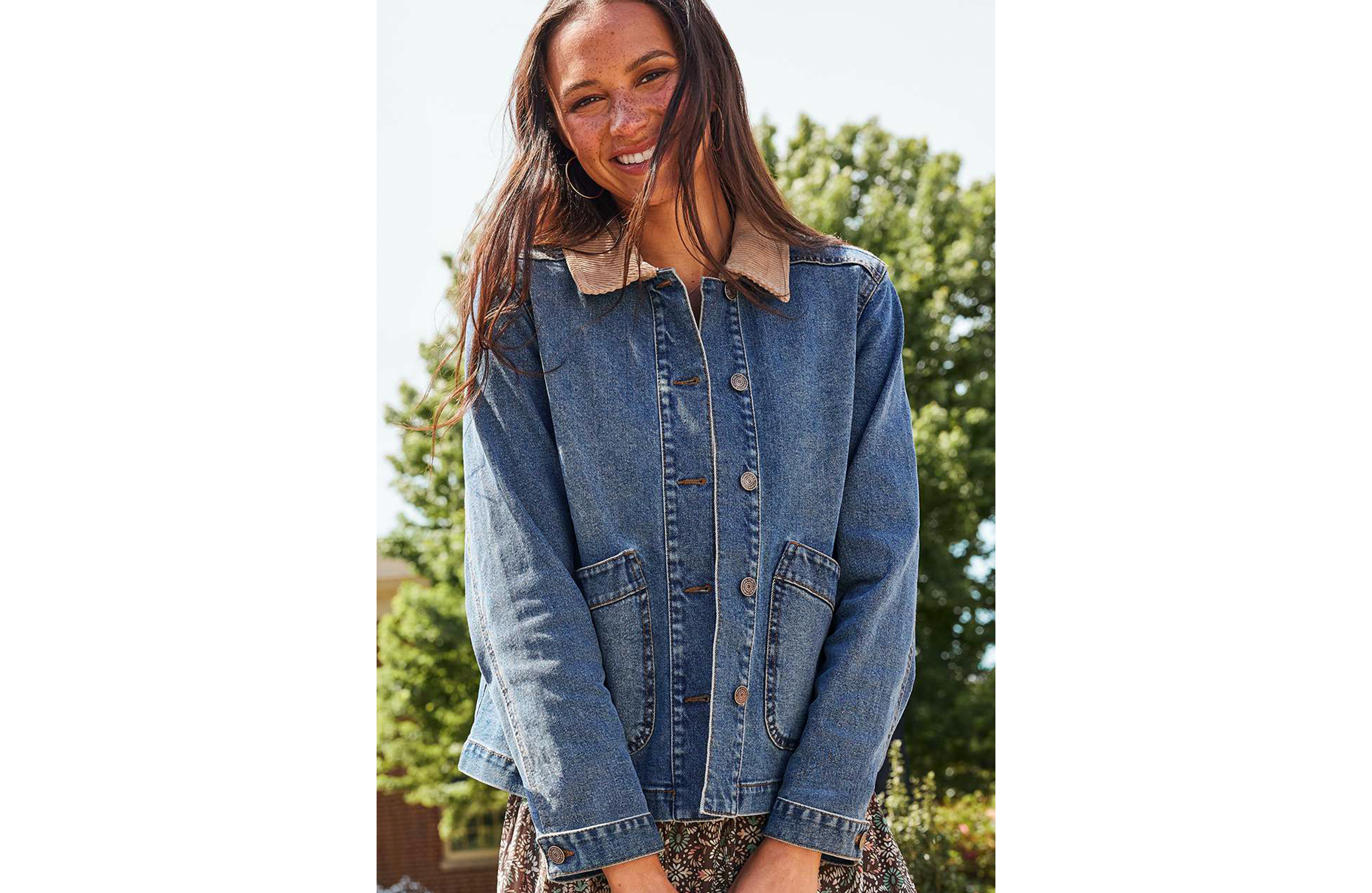 Corduroy Collar Denim Barn Jacket