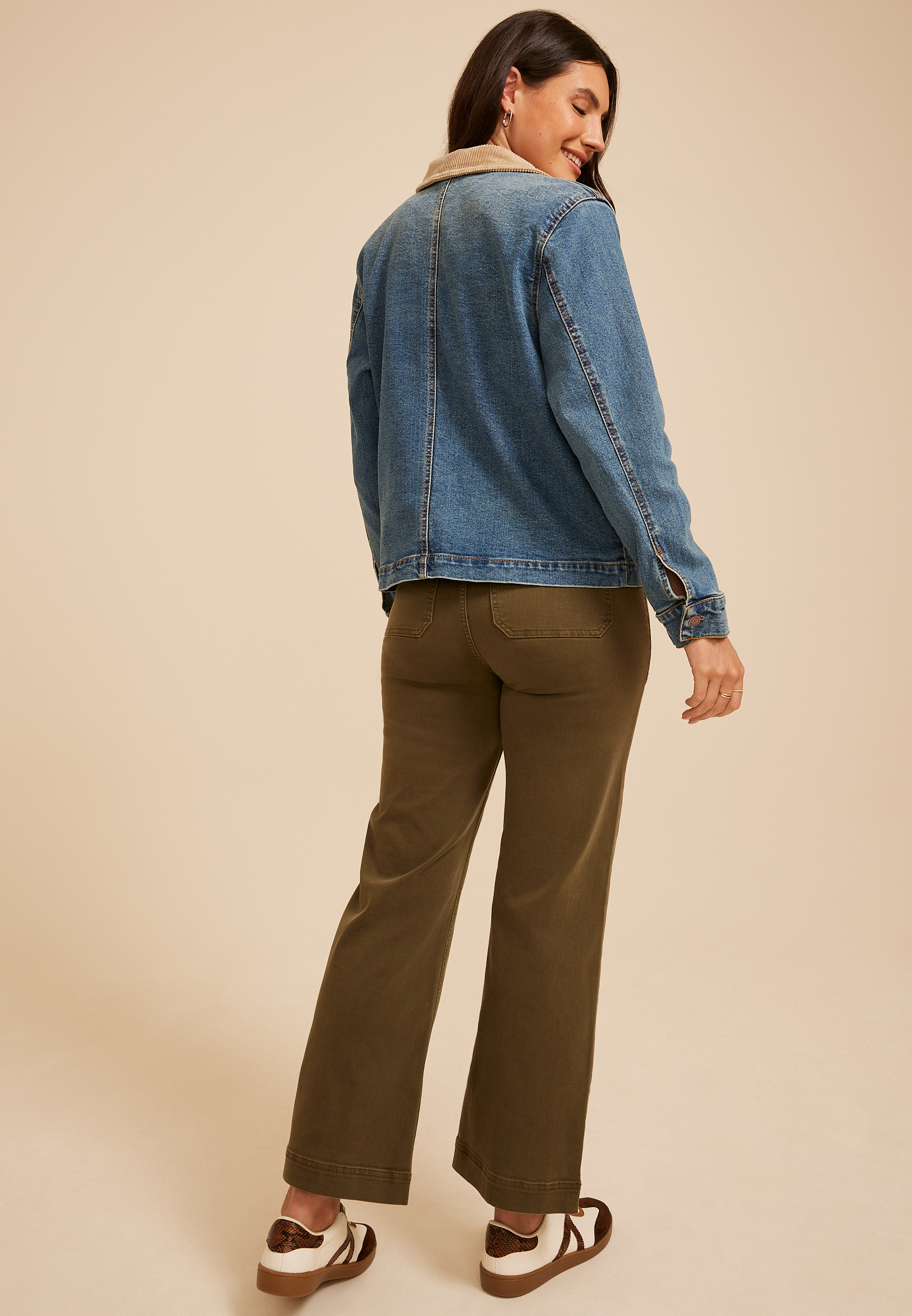 Corduroy Collar Denim Barn Jacket, C3337, large