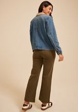 Corduroy Collar Denim Barn Jacket, C3337, small