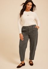 Plus Size High Rise Seamed Barrel Pant, C4033, small