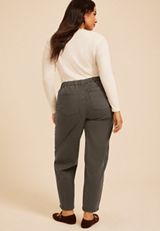 Plus Size High Rise Seamed Barrel Pant, C4033, small