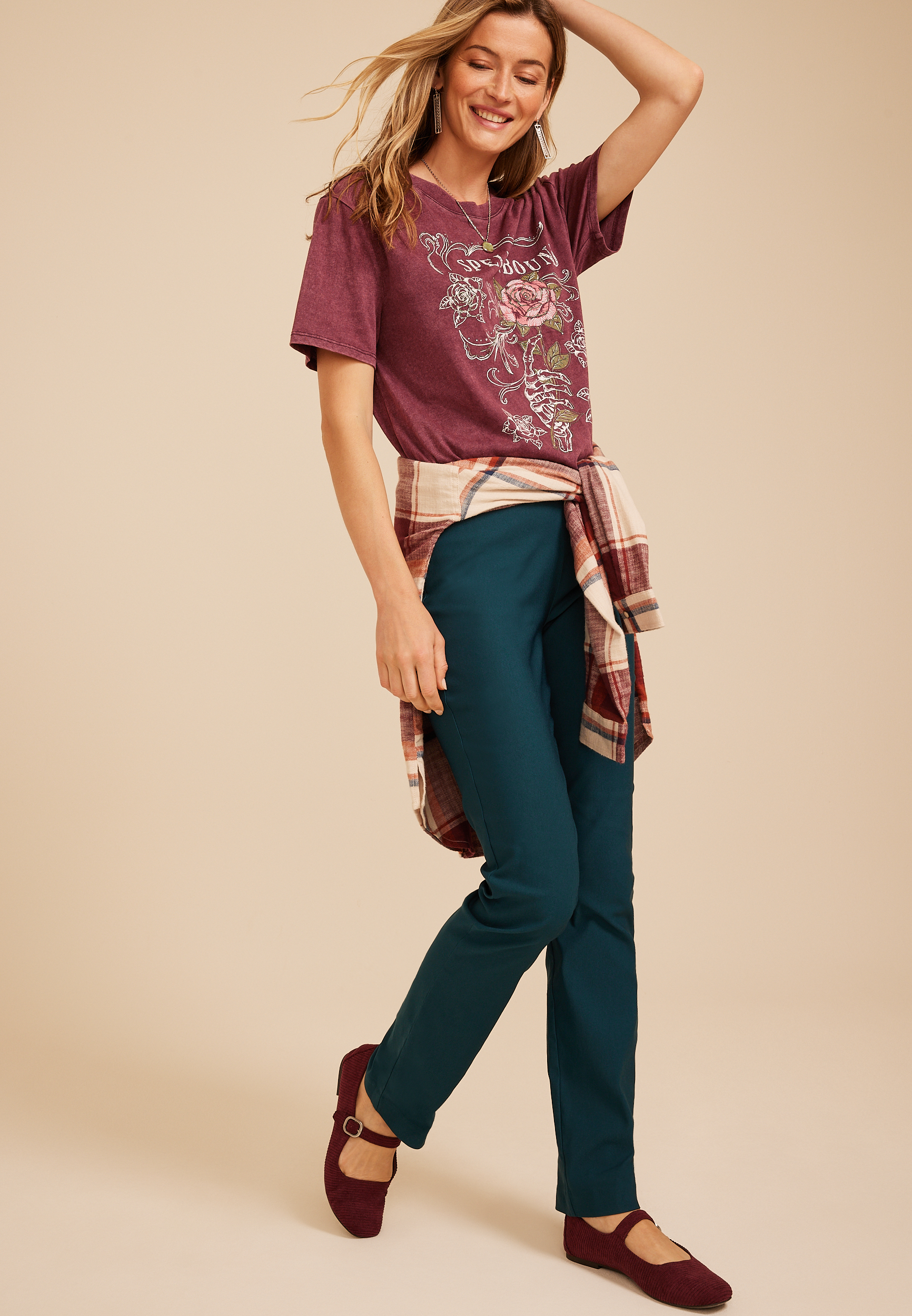Spellbound Floral Oversized Fit Graphic Tee, C7923, large