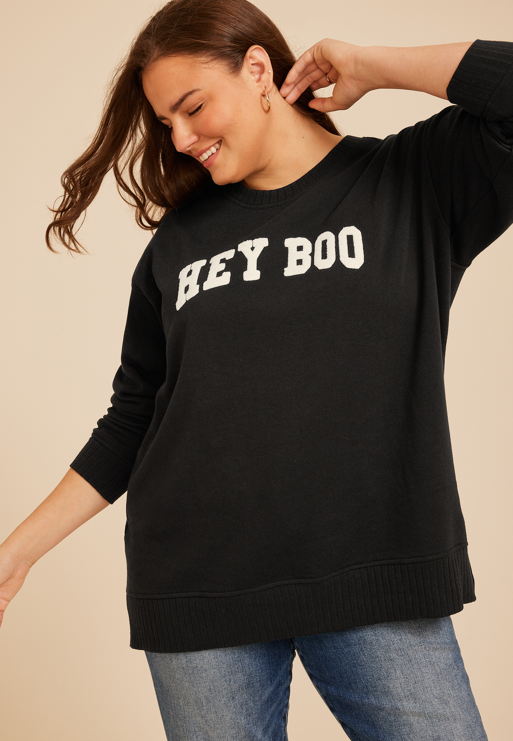 Plus Size Willowsoft Hey Boo Sweatshirt, C106, large