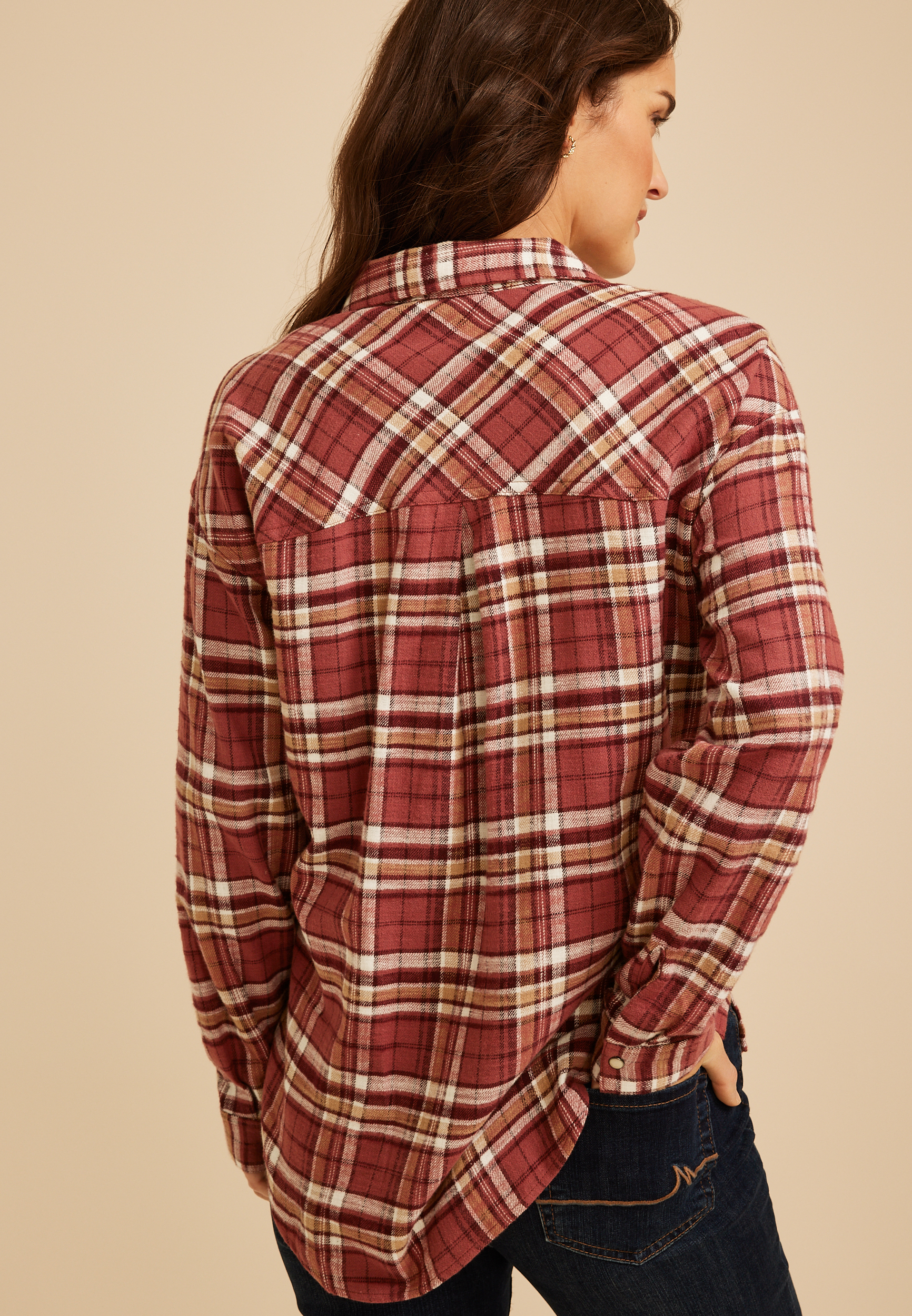 Cabin Plaid Button Down Shirt, C5729, large