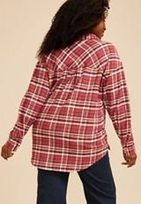 Plus Size Cabin Plaid Button Down Shirt, C5729, small