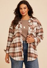 Plus Size Cabin Plaid Button Down Shirt, C1246, small