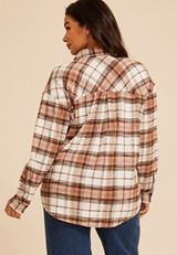 Plus Size Cabin Plaid Button Down Shirt, C1246, small