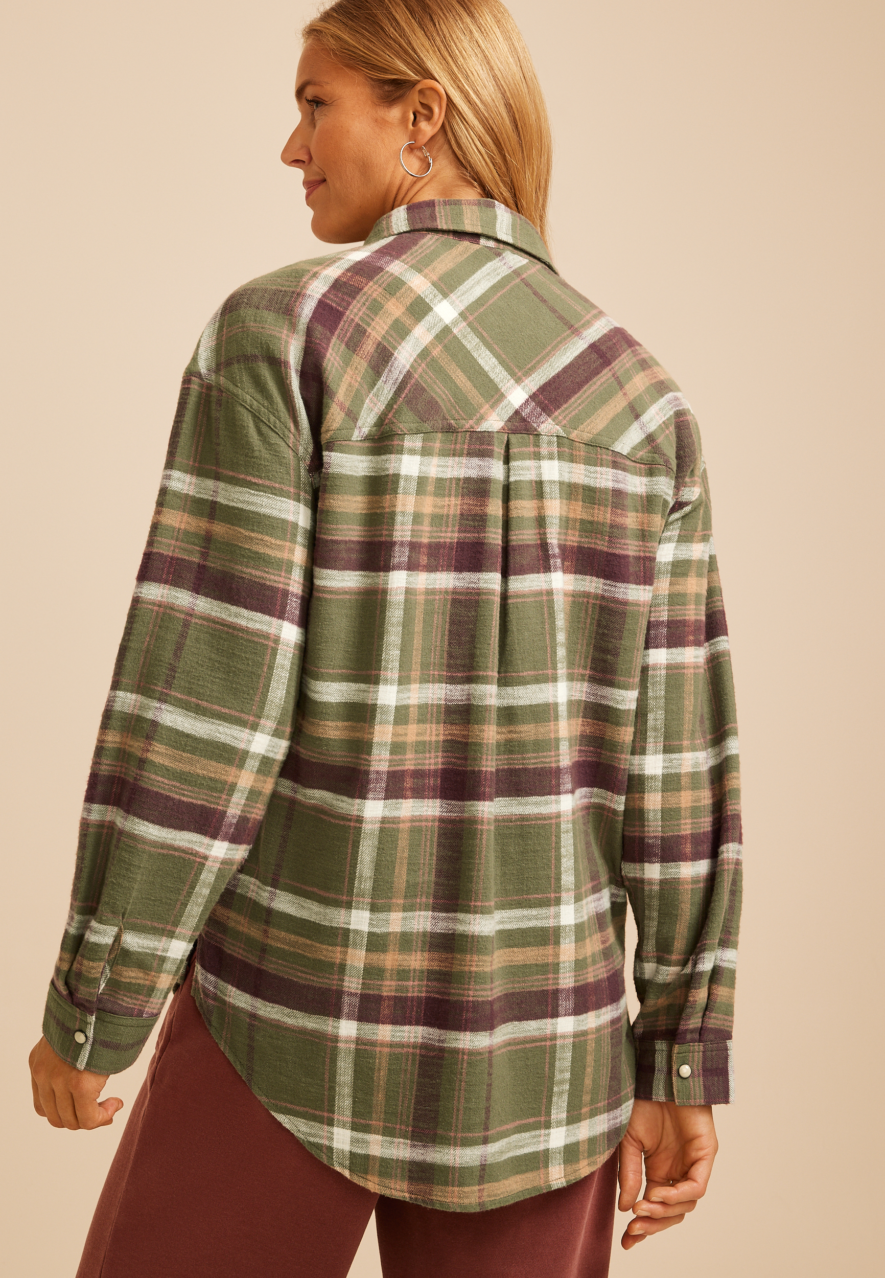 Cabin Plaid Button Down Shirt, C1829, large