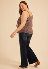 Plus Size Ditsy Floral Asymmetrical Layered Tank Top, C1635, small